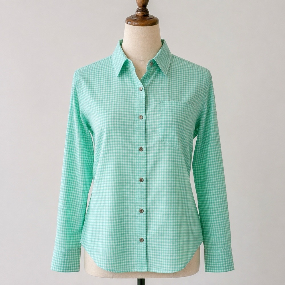 J.Crew Womens XXS Green Gingham Check Cotton Button Up Shirt B9491
